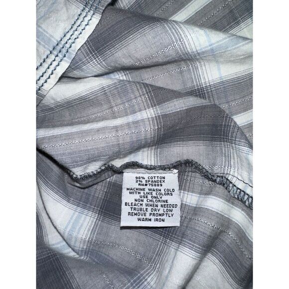 BKE Men’s Grey White Plaid Flannel Shirt XXL Slim Fit Stretch Button-Up - Picture 7 of 8